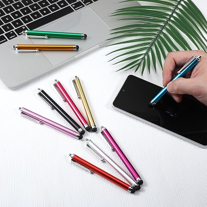 100 Pieces Stylus Pen for Touchscreen Universal Capacitive Touch Screen Pens Mesh Fiber Tip Stylus Pens for All Precision Capacitive Universal Touch Screen Devices,8 Colors