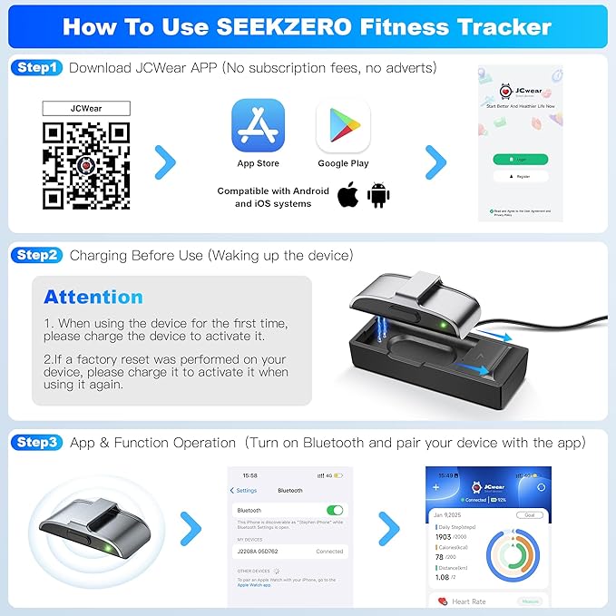 WisePath Sleep Fitness Tracker Wristband Waterproof Activity Tracker Heart Rate Monitor for Women Men