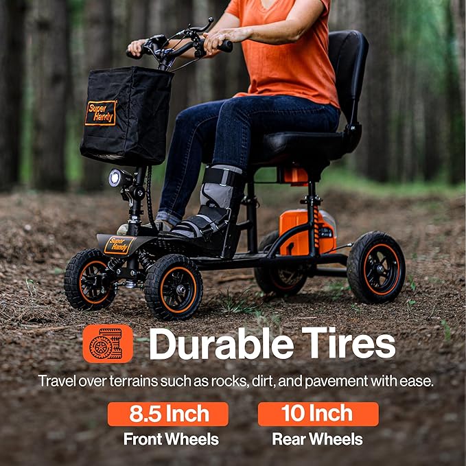 SuperHandy Explorer Mobility Scooter – 4-Wheel, 500W Brushless Motor, 48V Battery, 350 lbs Capacity, 5 mph, Lightweight Aluminum Frame, Patent Pending