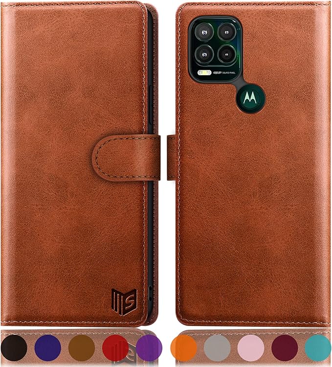 SUANPOT [RFID Blocking for Motorola Moto G Stylus 5G(Non 2022) with Wallet case Credit Card Holder,Flip Book PU Leather Shockproof Cover Cellphone Women Men for Stylus 5G Phone case(Light Brown)
