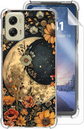 for Motorola G Stylus 5G 2024 Clear Phone Case, Lightweight Transparent TPU, Floral Moon Shockproof Four Corner Anti-Fall Case 6.7" for Moto G Stylus 5G 2024, Screen Protector Film