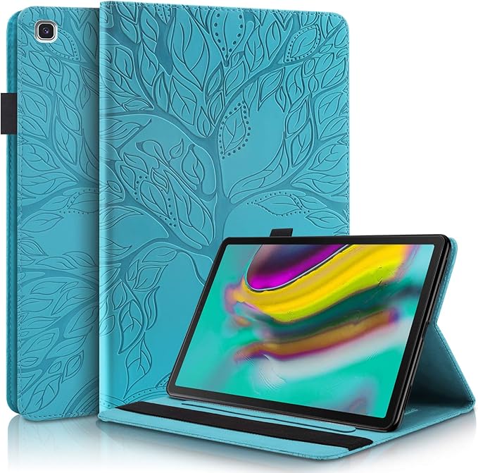 Case for Samsung Galaxy Tab S5e 10.5 2019 SM-T720/T725 Premium PU Leather Stand Flip Wallet Case Multiple Viewing Angles Lightweight Folio Cover with Card Pockets Stylus Loop Elastic Band - Turquoise
