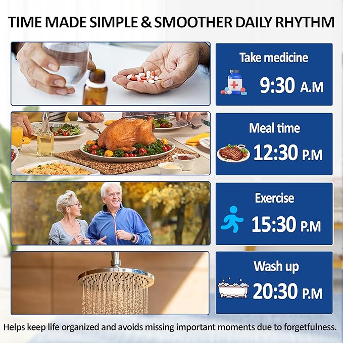 10.1" Touchscreen Digital Calendar Alarm Clock, Dementia Clocks for Seniors Extra Large Display Clock with Day and Date for Elderly, 40 Reminders&64 Alarms&Auto-Dimming&Auto DST(Black)