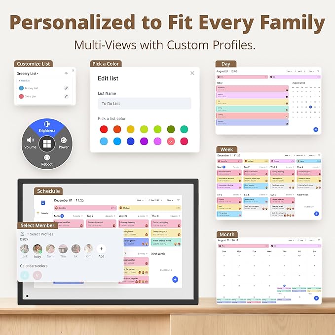 Dragon Touch 10.1 inch Digital Calendar Chore Chart – Interactive Touchscreen, Smart Family Planner, Hearth Display Desk Digital Calendar Seamless Scheduling Black