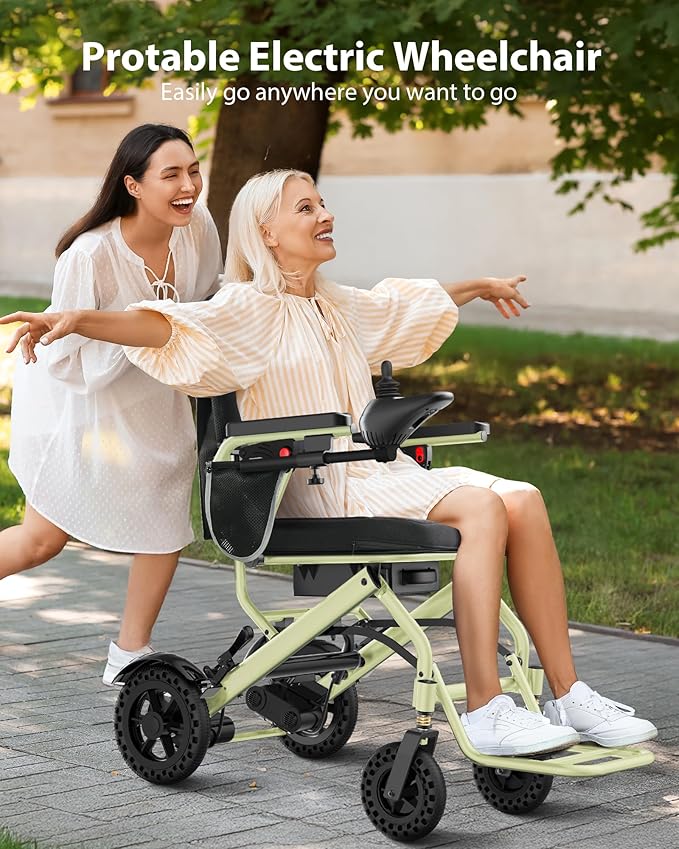 33 lb Lightweight Electric Wheelchairs for Adults & Seniors, 15 Miles Range Portable Foldable Motorized Wheelchairs, 360W All Terrain Power Wheelchair, 330 lb Capacity, w/Bonus Cane & Lock