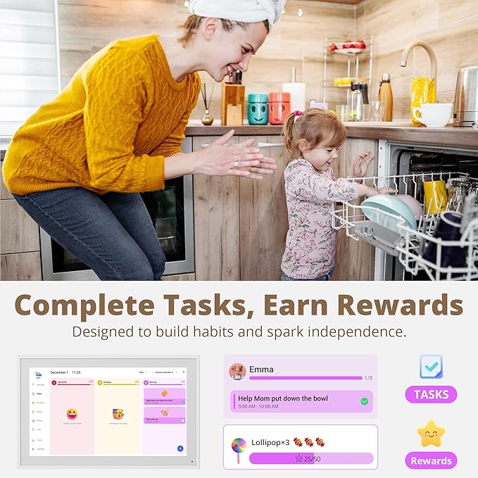 Dragon Touch 21.5" Digital Calendar Chore Chart – 1080P Full HD Interactive Touchscreen, Smart Family Planner, Hearth Display Digital Wall Calendar & Desk Mountable for Seamless Scheduling