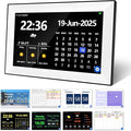 WiFi 10.1 Inch Digital Alarm Clock for Seniors, Large Display with Day/Date Smart Touchscreen Electronic Calendar 64 Alarms 64 Reminders Dementia Alarm Clock for Elderly（White）