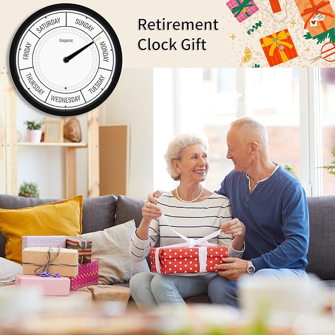 Day of The Week Wall Clock with Night Light - 12" Analog Silent Non-Ticking Clock with LED Night Light, Calendar Day Clock Perfect for Home, Office, and Retirement Gifts