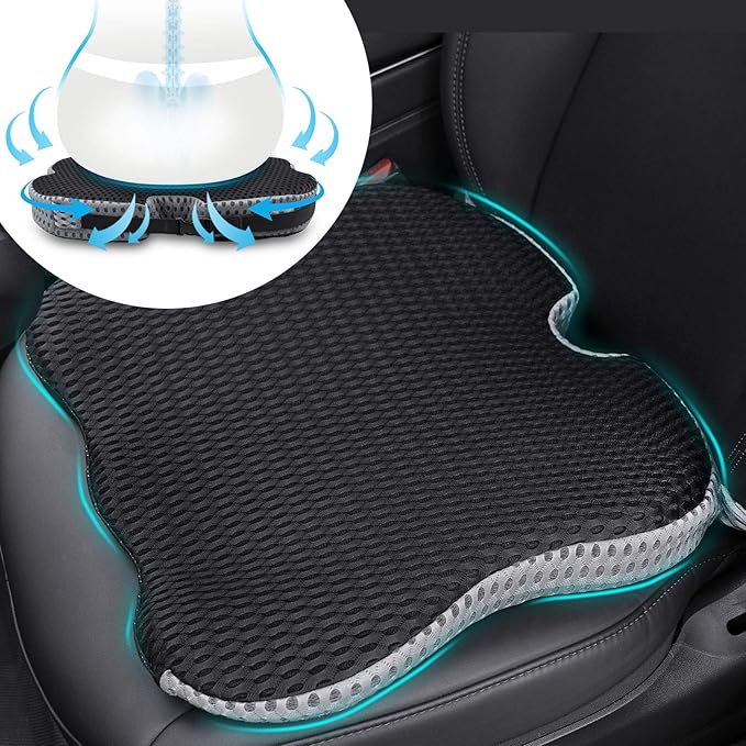 2025 Upgrades Car Coccyx Seat Cushion Pad for Sciatica Tailbone Pain Relief, Heightening Wedge Booster Seat Cushion for Short People Driving, Truck Car Accessories Driver, for Office Chair