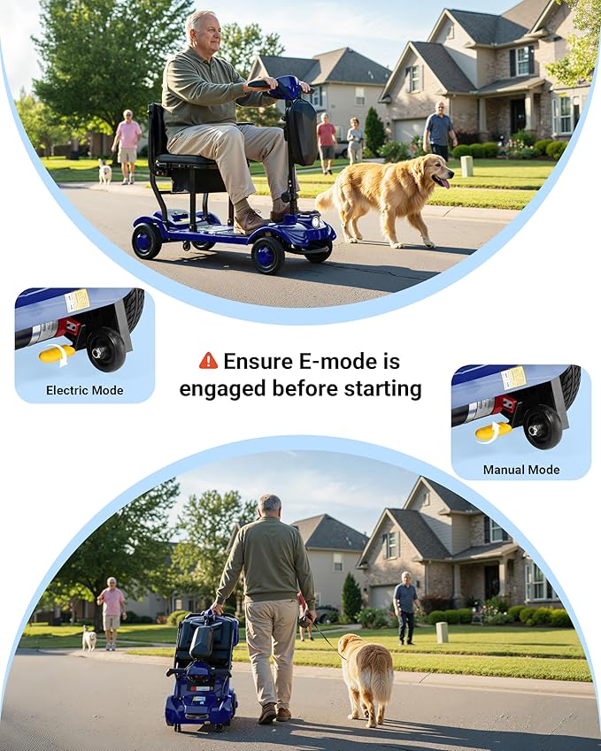 GoldSeason Airline & Cruise Approved Lightweight Mobility Scooter, Portable Foldable Electric Scooter for Seniors/Adults/Elderly/Handicap, 330 lbs Capacity, Compact Travel Scooter with Seat, Blue