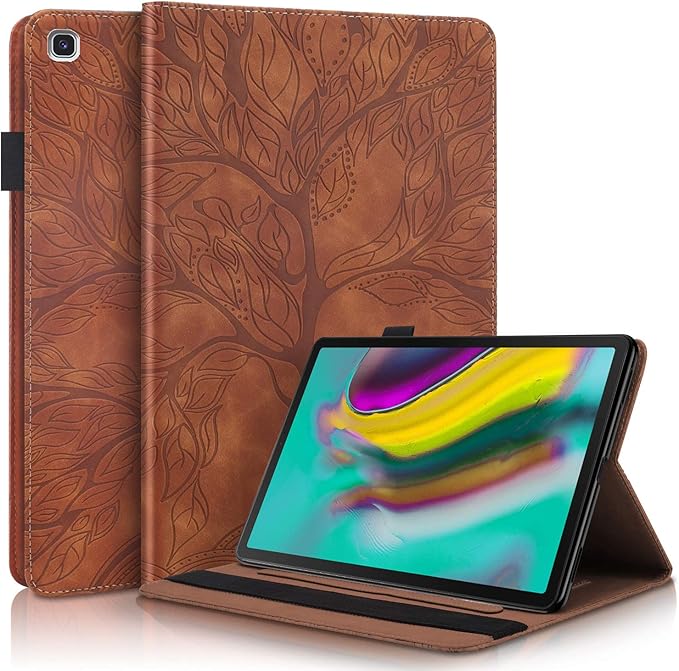 Case for Samsung Galaxy Tab S5e 10.5 2019 SM-T720/T725 Premium PU Leather Stand Flip Wallet Case Multiple Viewing Angles Lightweight Folio Cover with Card Pockets Stylus Loop Elastic Band - Brown