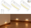 3 Pack Motion Sensor Night Light, Rechargeable Stair Lights Indoor, Warm White Motion Sensor Light Indoor, Battery Operated Night Light for Hallway, Stairway, Bathroom, Bedroom, Kitchen
