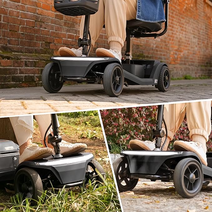 Metro Mobility 4 Wheel Foldable Mobility Scooter for Adults-330 lbs Capacity Powered Mobility Scooters, Mobility Scooter Lightweight, Electric Scooters for Seniors 10-15 Miles Range LED Light Black