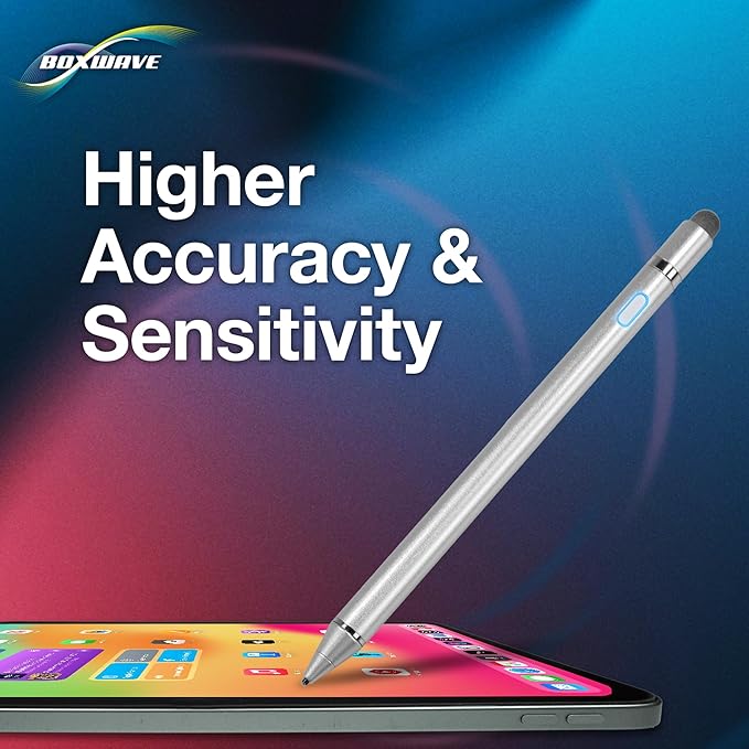 BoxWave Stylus Pen Compatible with LG gram 2-in-1 Lightweight Laptop Model 16T90R (16 in) - AccuPoint Active Stylus, Electronic Stylus with Ultra Fine Tip - Metallic Silver