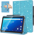 TiMOVO Universal Case for 10.1 Inch Android Tablet with Pen Loop, Lightweight Folding Stand Cover with Hand Strap for All 9.6"-11" Touchscreen Tablet, Glitter Sky Blue