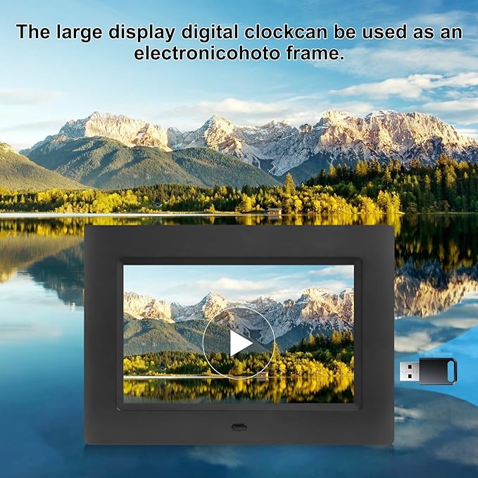 Johnziny 7 Inch Digital Clock with Day and Date for Elderly Large Display Digital for Elderly Dementia Clock Alarms, 12 Alarms and 8 Tags,4 Colors Display Calendar Alarm Clock(Black)