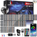 12PCS Motorcycle RGB LED Light Kit with Handlebar Switch Brake Turn Signal, Multicolor Underglow Lights with APP/RF Remote, Neon Strips 12V Waterproof for Sport Bike,Cruiser,Street&Off-Road Motorcycle