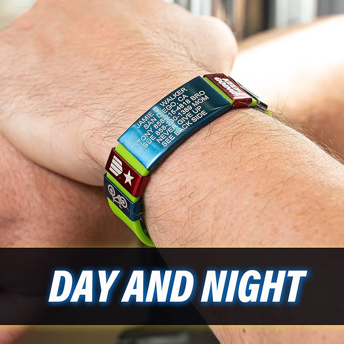 Divoti Custom Engraved Medical Alert ID Band Double-Sided Emergency Contact ICE Info Silicone Wristband