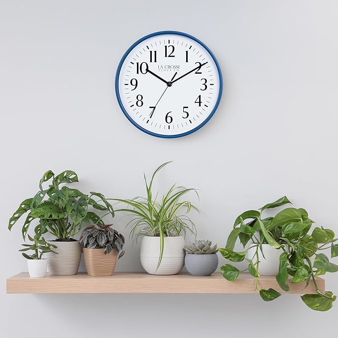 La Crosse Clock 404-3025NB 10 Inch Navy Blue Basics Analog Quartz Wall Clock