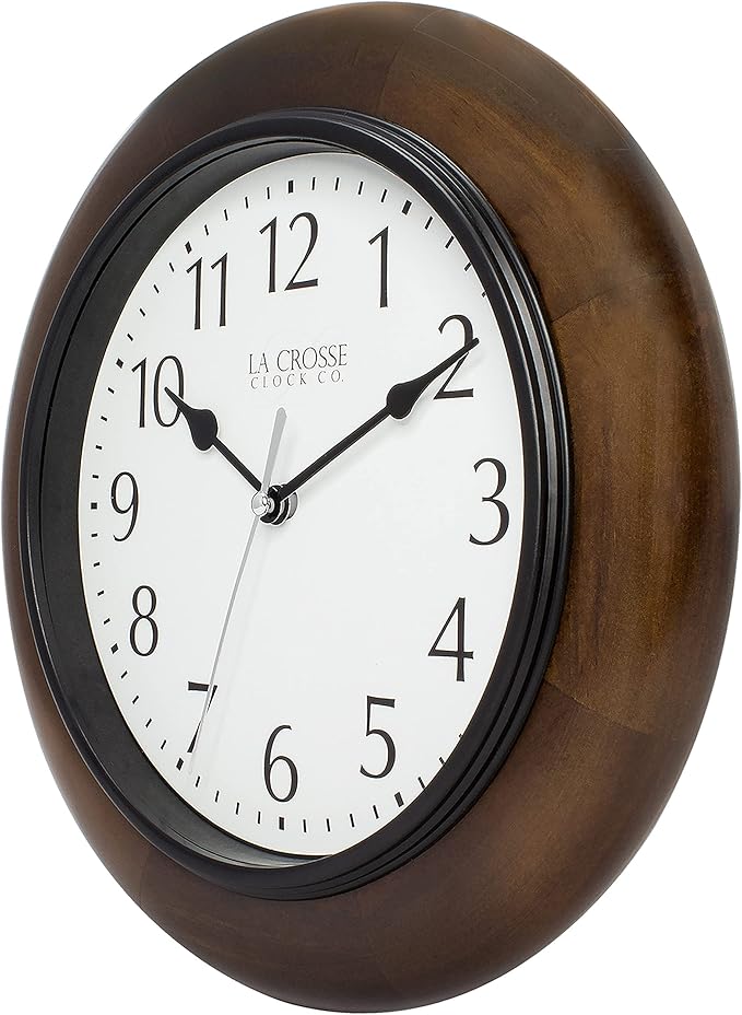 La Crosse Clock 404-2625 10 in Linwood Quartz Wood Wall Clock