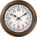 45MinST 12 Inches Retro Wall Clock,Day of The Week Wall Clock,Calendar Day Clock,Silent Non Ticking Battery Operated Movement(Bronze)