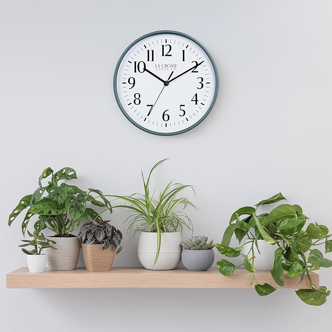 La Crosse Clock 404-3025G 10 Inch Green Basics Analog Quartz Wall Clock