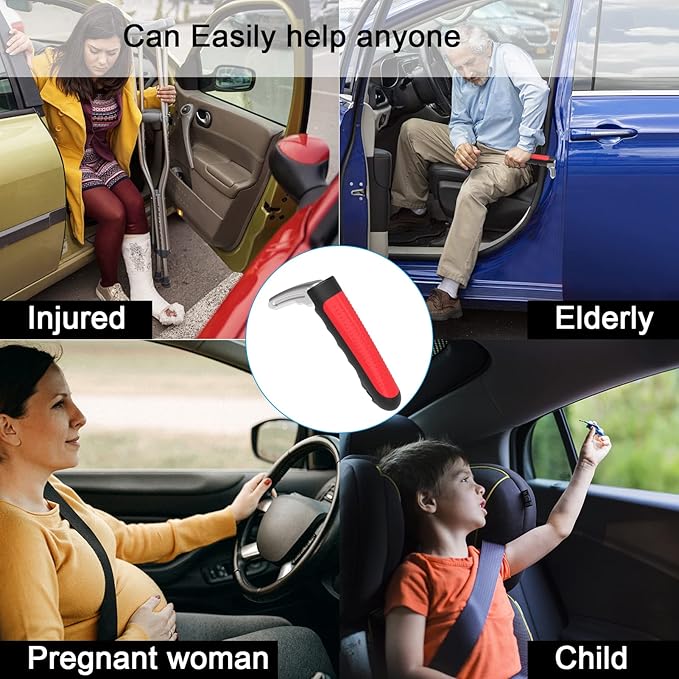 2Pack Multifunction Car Handle Assist for Elderly and Handicapped, 3 in 1 Automotive Door Assist Handle, Seatbelt Cutter, Window Breaker, Car Door Handle for Seniors