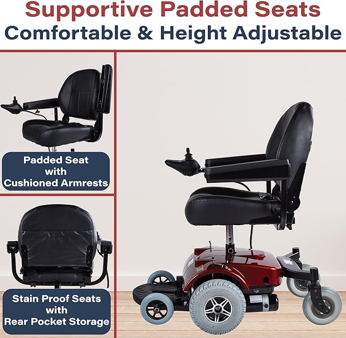 Zip’r PC Power Electric Wheelchair - Full Size Long Range Motorized Wheelchair - Electric Wheelchairs for Adults, Seniors, Elderly, Travel- Power Wheelchair 19.5 Inch Seat - Extended Battery