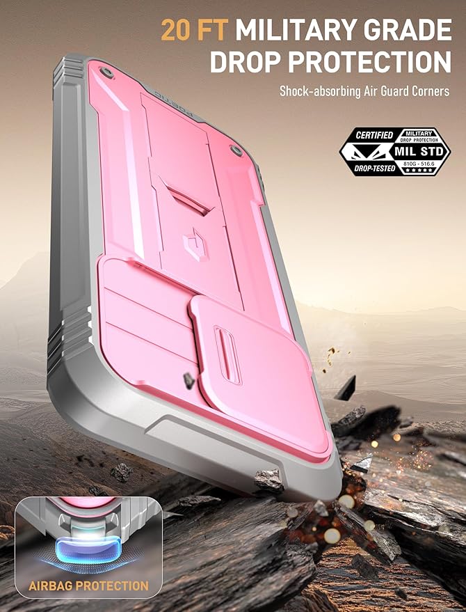 Poetic Revolution Case for Motorola Moto G Stylus 5G 2025, [Slide Camera Cover] [Screen Protector Works with Fingerprint ID] Military Grade Rugged Shockproof Phone Case with Built in Kickstand, Pink