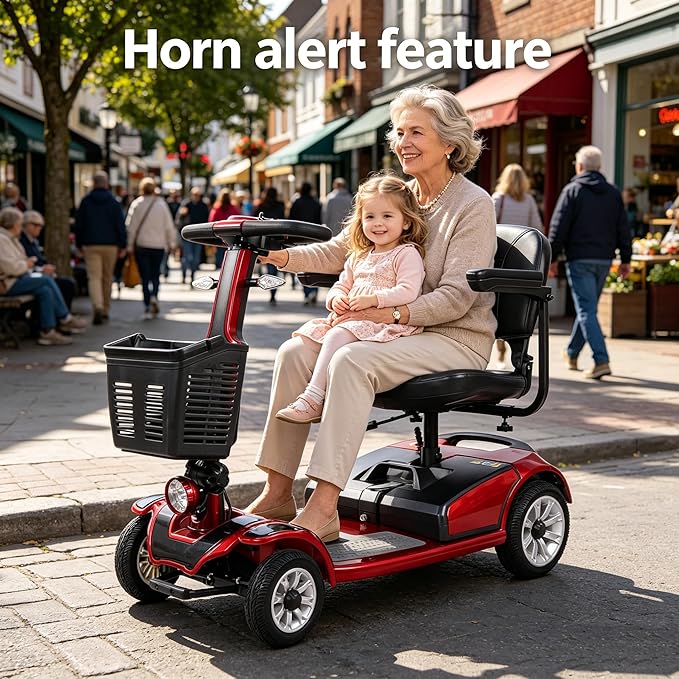 Movcan S-01 4-Wheel Heavy Duty Mobility Scooter for Seniors & Adults, 419lbs Weight Capacity, 360° Swivel Seat, USB Charging,Turn Signals, Safety & Large Storage for Shopping, Park & Daily Outdoor Use