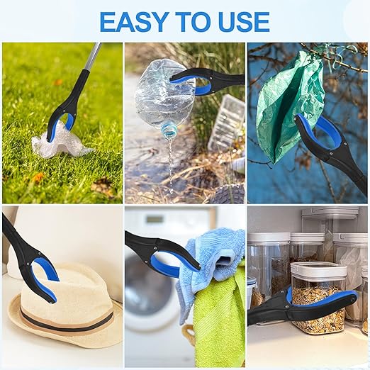 10 Pack Grabber Reacher Tool for Elderly, 32" Extra Long Litter Stick Lightweight Handy Claw Grabber for Arm Extension Garbage Gripper Trash Pick up Litter Picker Garden(Blue Classic)
