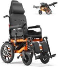 Electric Wheelchairs for Adults, Reclining Electric Wheelchair, 90°-160° Adjustable Backrest, 16" Alloy Wheels, Ergonomic Portable Mobility Scooter with USB Charging & Detachable Footrest