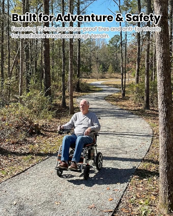 33lbs Lightweight Electric Wheelchair, Foldable Electric Wheelchairs for Adults, All Terrain Motorized Wheelchair Mobility Scooters for Adults, Airline Approval