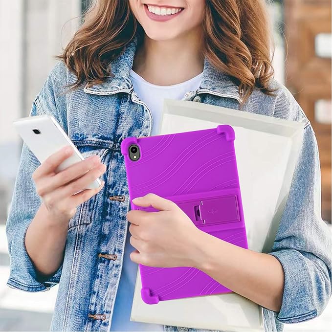 Case for onn. 11" Tablet Pro (2024 Model) - Soft Slim Lightweight Protective Silicone Stand Cover Case + 1 Random Color Stylus (Purple)