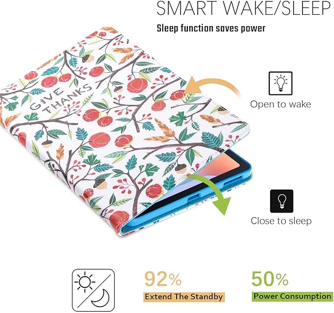 Dteck Case for Samsung Galaxy Tab S6 Lite Tablet 10.4 Inch (2024/2022/2020) - Protective Leather Folio Case with Auto Wake Sleep/Stand/Card Slots Function Cute Cartoon Lightweight Slim Cover (Fruit)