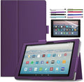Case for Amazon Fire HD 10 Tablet 10.1" Inch Display (13th Generation, 2023 Released) - Slim Lightweight Folio Stand Cover PU Leather Case + 1 Screen Protector and 1 Stylus (Purple)