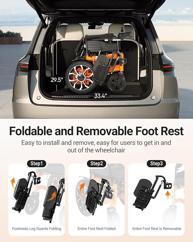 Electric Wheelchairs for Adults, Reclining Electric Wheelchair, 90°-160° Adjustable Backrest, 16" Alloy Wheels, Ergonomic Portable Mobility Scooter with USB Charging & Detachable Footrest