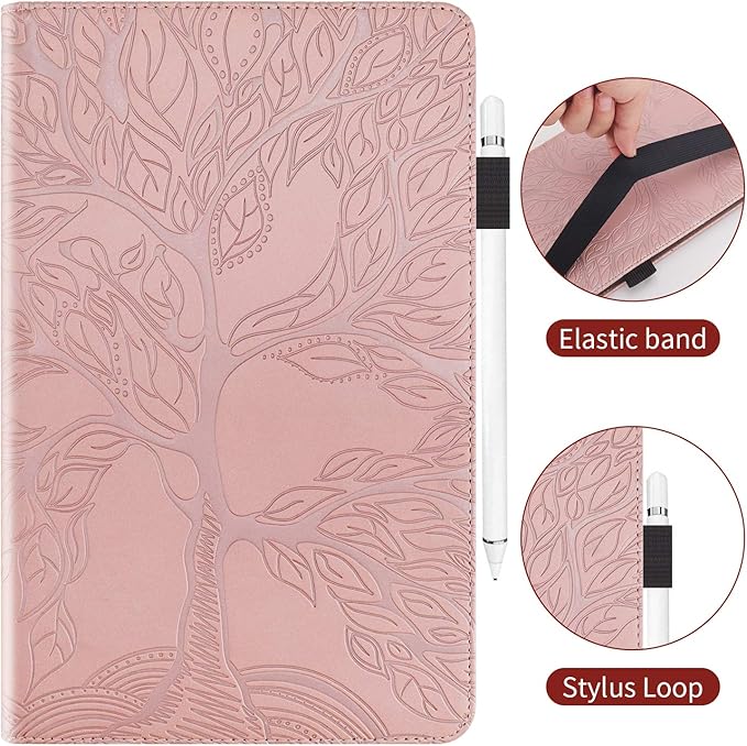 Case for Samsung Galaxy Tab S5e 10.5 2019 SM-T720/T725 Premium PU Leather Stand Flip Wallet Case Multiple Viewing Angles Lightweight Folio Cover with Card Pockets Stylus Loop Elastic Band - Rose Gold