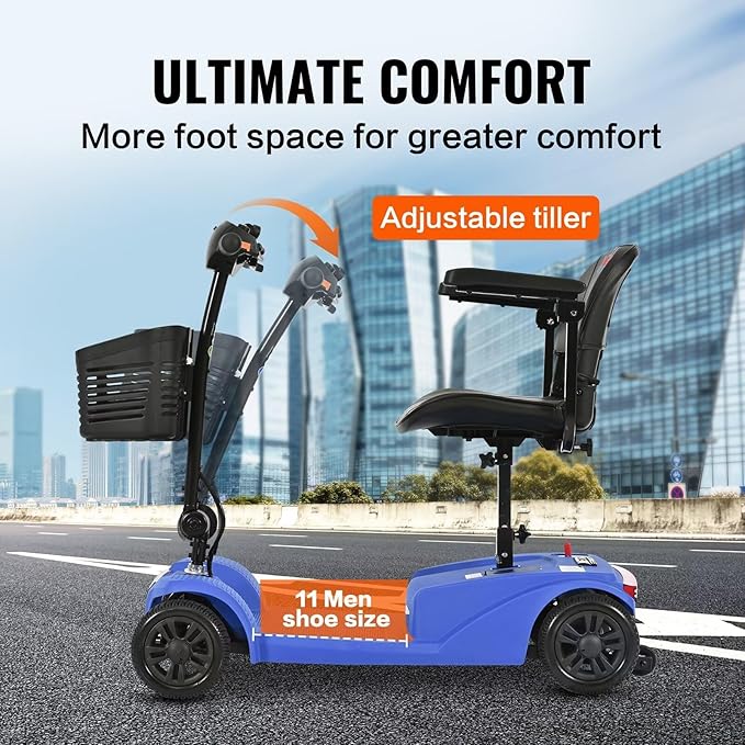 Mobility Scooter for Adults&Seniors - Electric Powered Wheelchair Device - 400 lb Capacity Compact Heavy Duty Mobile for Travel, Adults, Elderly - Long Range Power Extended Battery -Blue