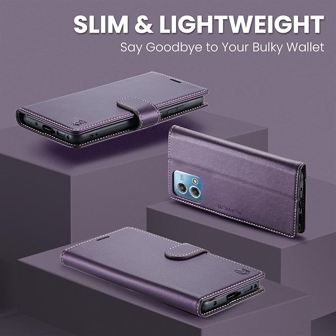 FLIPALM Wallet Case for Moto G Stylus 5G 2024, RFID Blocking Credit Card Holder, PU Leather Folio Flip Kickstand Protective Shockproof Cover for Motorola Moto G Stylus 5G 2024 (Purple)
