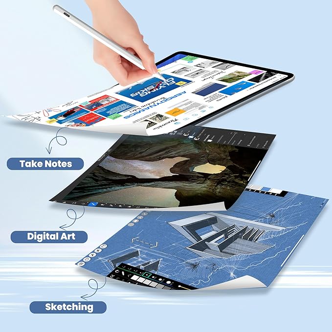 Pencil for Apple iPad 9th&10th Gen, Fast Charge Stylus Pen for 2026-2018 iPad A16/10/9/8/7/6th, Air 11"/13" M4/M3/M2/5th-3rd, Pro 13"/11"/M5/M4/12.9", Mini A17 Pro/6/5th, Palm Rejection