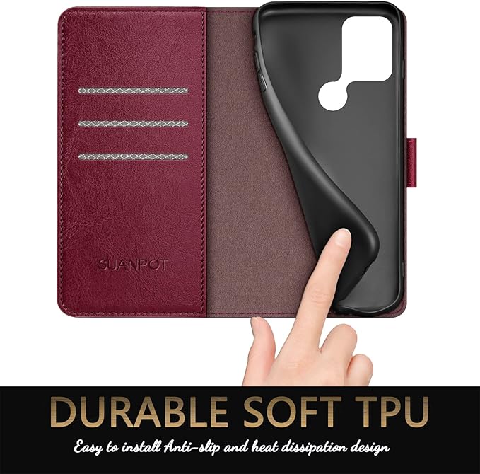 SUANPOT 【RFID Blocking for Motorola Moto G Stylus 5G (Non 2022) with Wallet case Credit Card Holder,PU Leather Flip Folio Book Phone case Cover Women Men for MotoG Stylus 5G case(Wine Red)