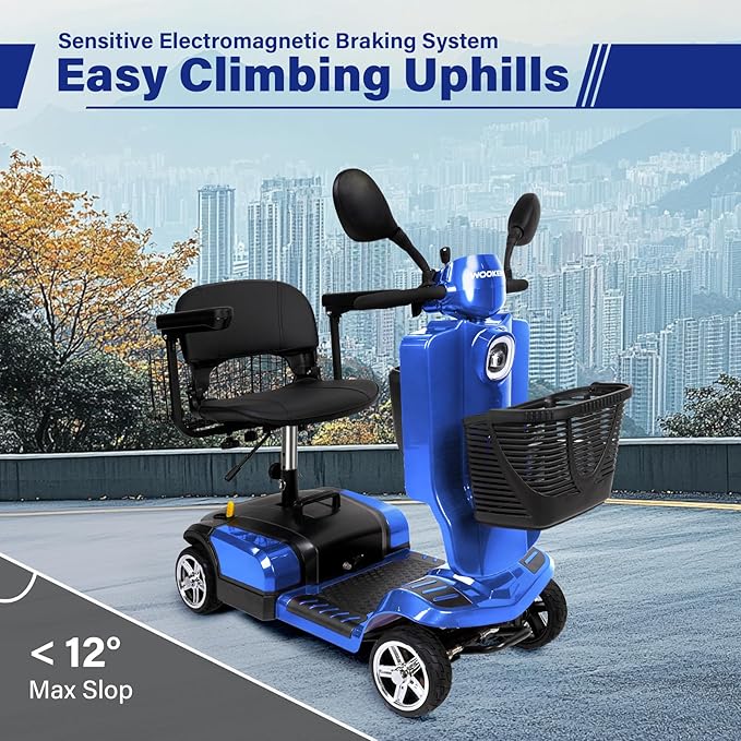 Wooken Powered Mobility Scooter, 4-Wheel Mobility Scooter for Adults, Seniors,264 lbs All Terrain Foldable Powered Mobility Scooter, Electric Powered Wheelchair Heavy Duty Mobility for Travel