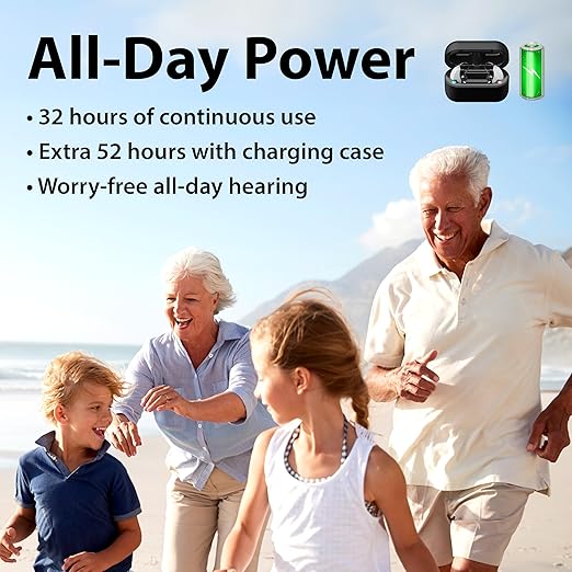JVC OTC Hearing Aids AI Self-Fitting 84-Hour Battery Bluetooth FDA-Cleared for Seniors