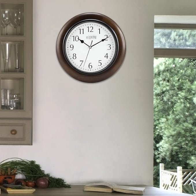La Crosse Clock 404-2625 10 in Linwood Quartz Wood Wall Clock