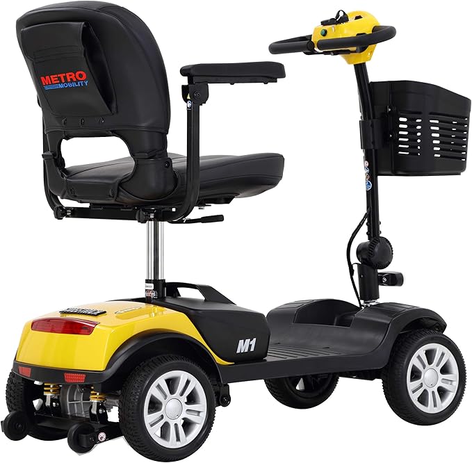 4-Wheel Metro Mobility Scooter-Powered Mobility Scooter for Adults Senior with seat-300 lbs Capacity-with Charger and Basket-M1 Yellow