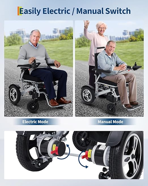 Electric Wheelchair for Adults, 30 Miles Long Travel Range with 2 PCs 12Ah 24V Battery,Ultra Lightweight & Foldable, 330lb Large Capacity, All Terrain Electric Mobility Chair & Airline Approved