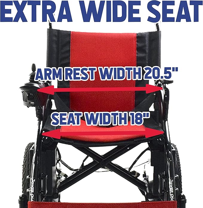 Artemis All Terrain Electric Wheelchair Heavy Duty, Foldable Electric Wheelchairs for Adults, Power Wheelchairs for Seniors (Red)