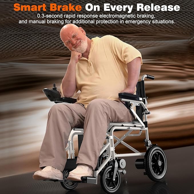 [2025 Upgrade] Hassky Electric Wheelchair for Adults Foldable, 15 Miles Range Motorized Wheelchair, All Terrain Power Wheelchairs for Seniors Supports Up to 350 lbs White