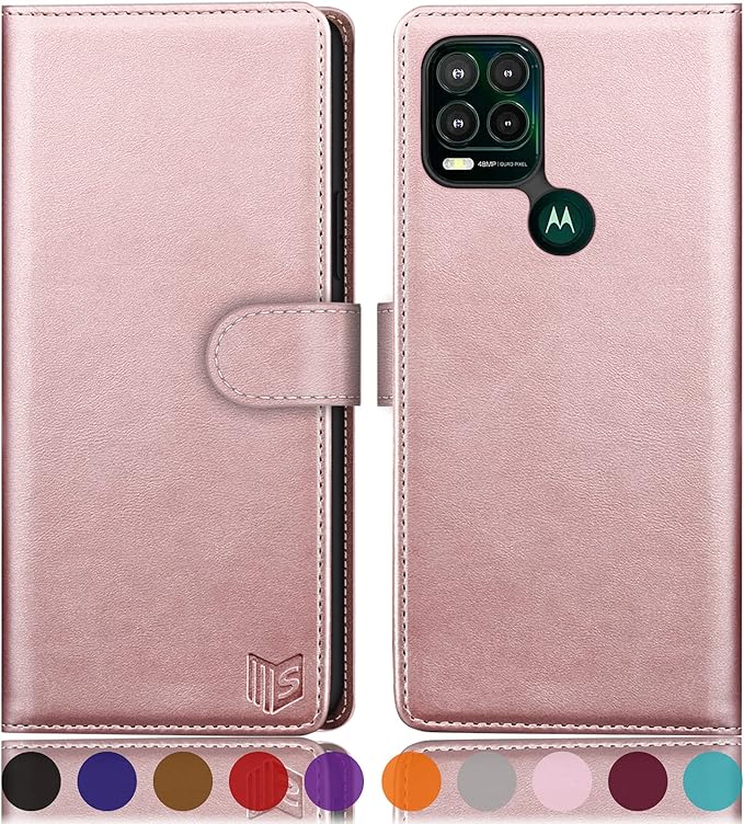 SUANPOT [RFID Blocking for Motorola Moto G Stylus 5G(Non 2022) with Wallet case Credit Card Holder,Flip Book PU Leather Shockproof Cover Cellphone Women Men for Moto G Stylus 5G Phone case(Rose Gold)